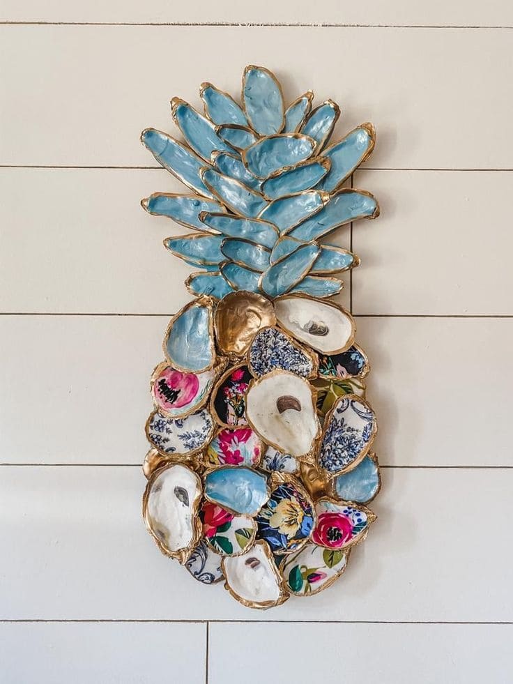 Elegant Pineapple Oyster Shell Art