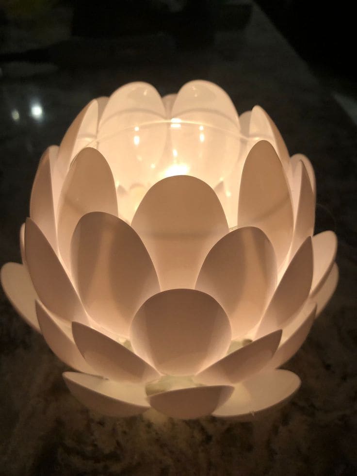 Elegant Plastic Spoon Lotus Candle Holder