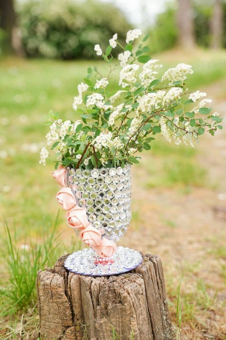 Elegant Rhinestone Flower Vase DIY