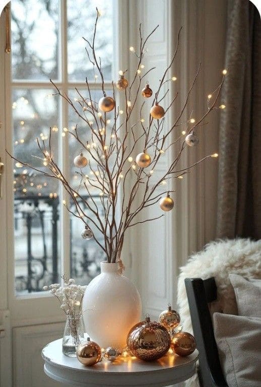 Elegant Winter Branch Table Centerpiece