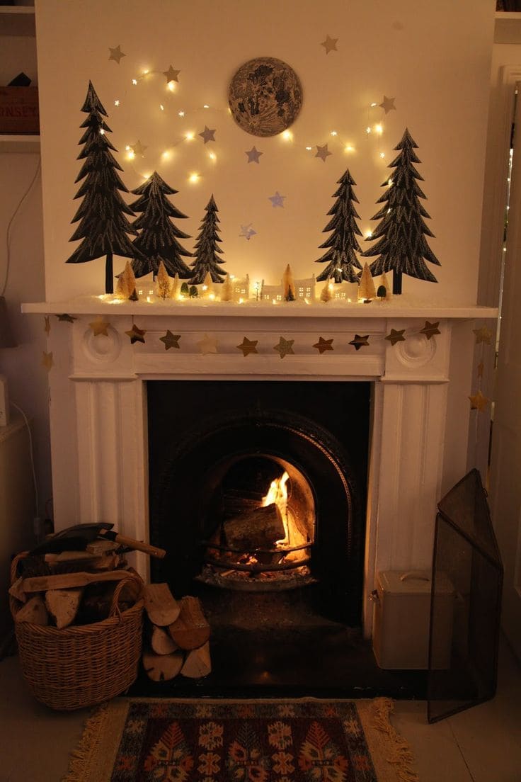 Enchanted Forest Glow Christmas Mantel