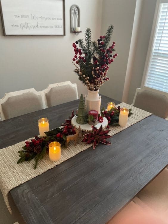 Festive Forest-Inspired Christmas Table Centerpiece