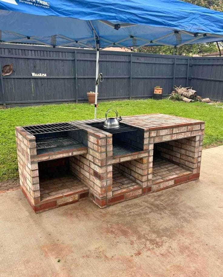 Functional Outdoor Brick Barbecue Station