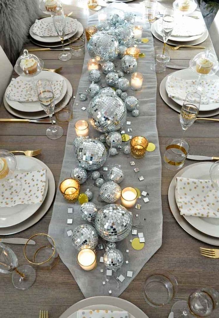 Glamorous Disco Ball New Year Table Sparkle