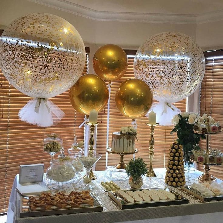 Gold Balloon Dessert Table Delight