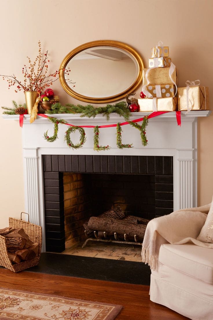 Golden Glam Christmas Mantel Magic