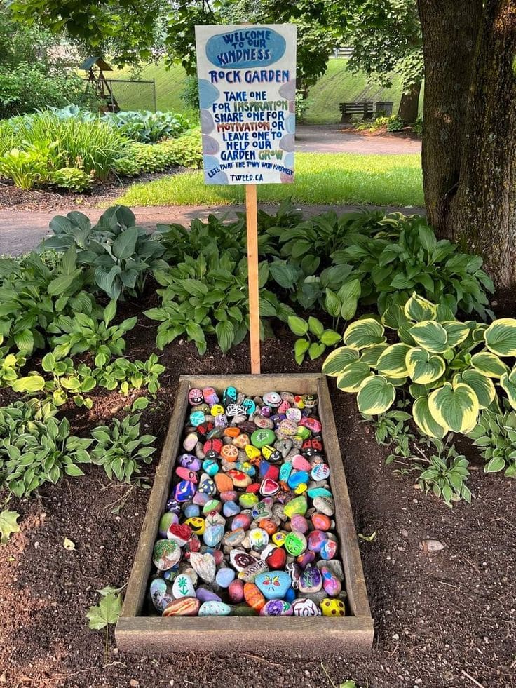 Heartwarming Kindness Rock Garden Display