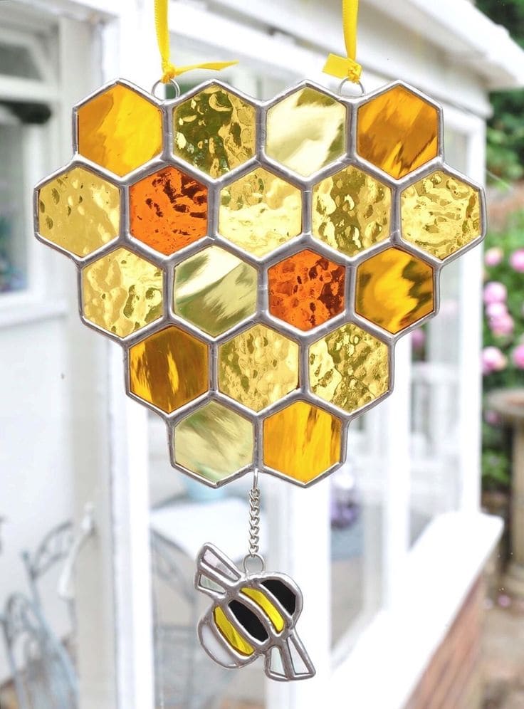 Honeycomb Stained Glass Sun Catcher