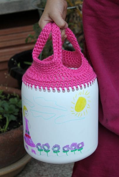 Milk Jug Crochet Basket