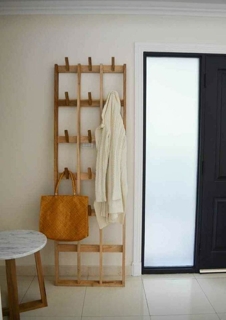 Minimalist Wooden Wall Coat Organizer