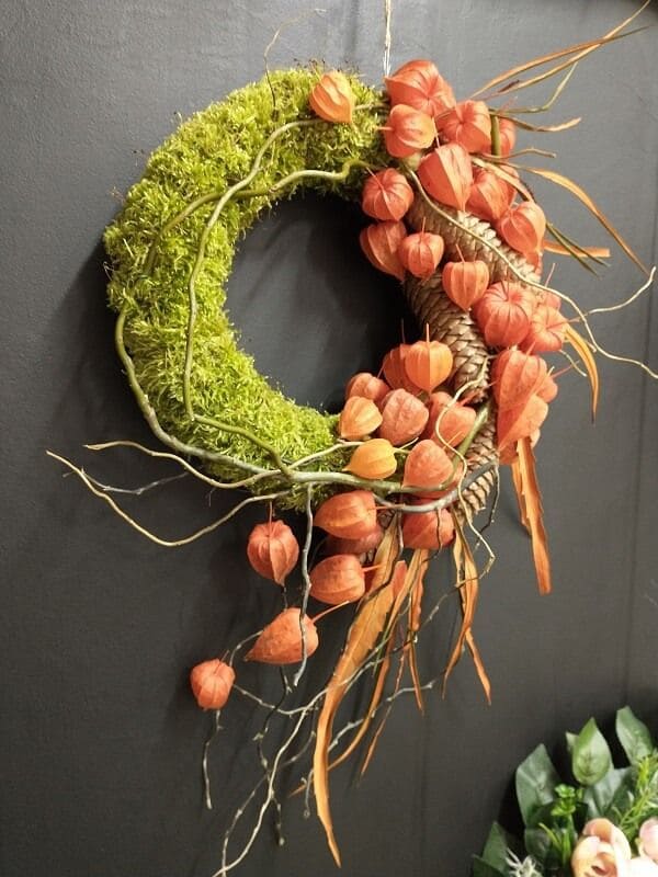 Moss-Covered Lantern Wreath