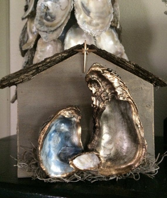 Oyster Shell Nativity Scene