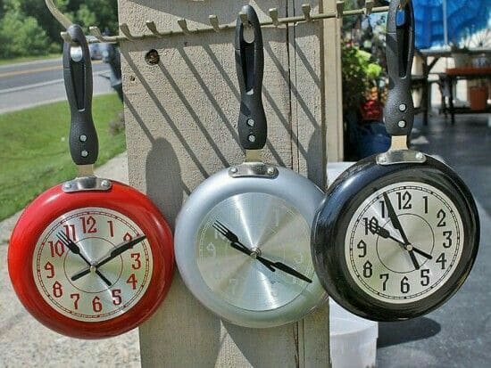 Quirky Frying Pan Wall Clocks Trio