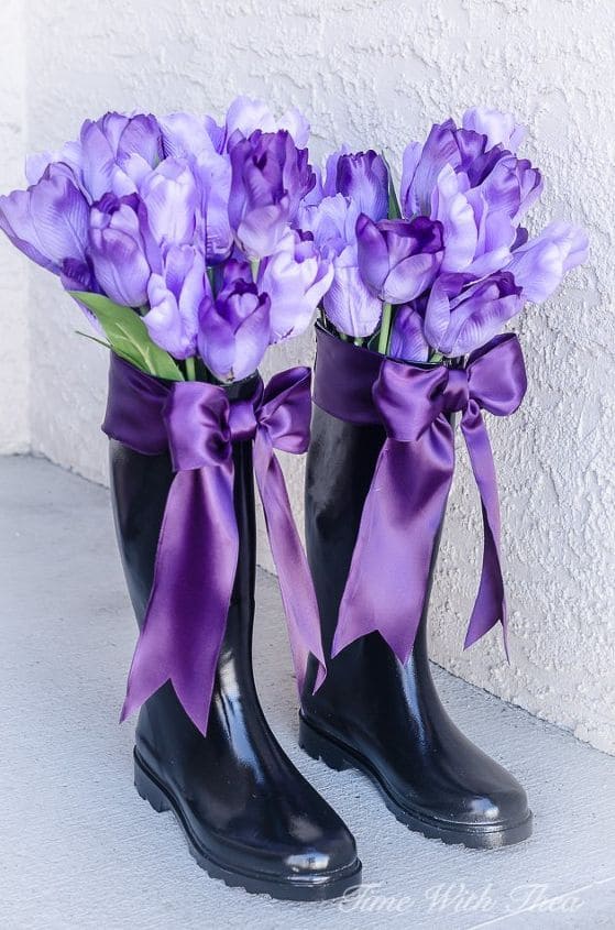 Rain Boot Flower Vase Display