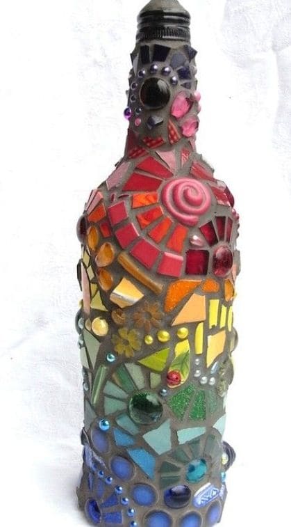 Rainbow Mosaic Bottle Art