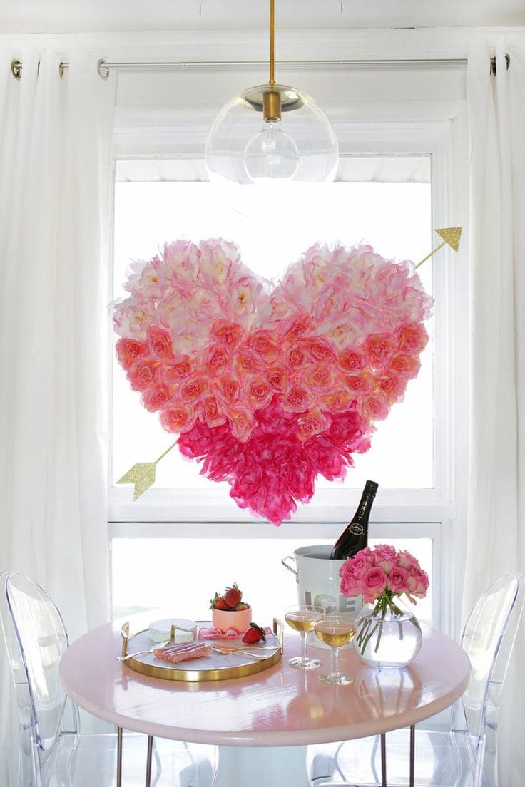 Romantic Floral Heart Window Display