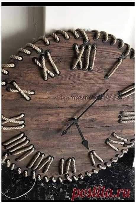 Rope-Accented Wooden Wall Clock