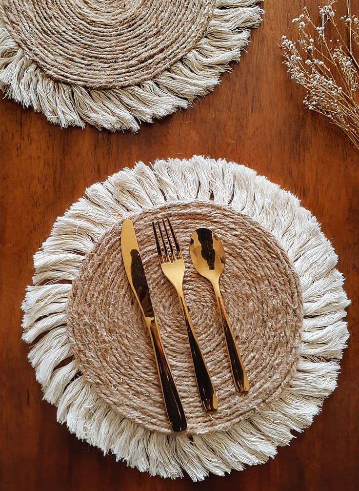 Rope Placemats with Fringed Elegance