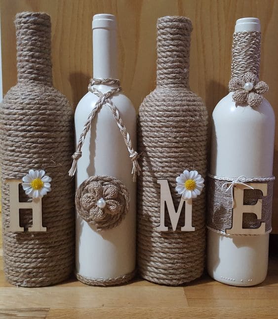 Rope-Wrapped Wine Bottle Decor