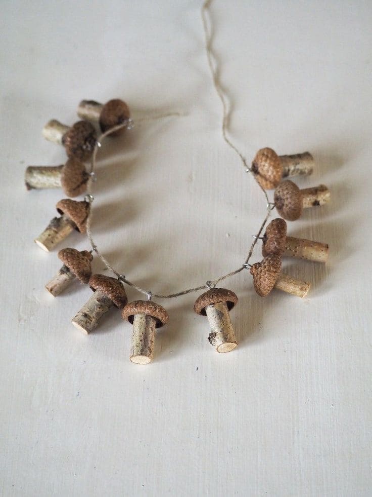 Rustic Acorn and Twig Mushroom Garland