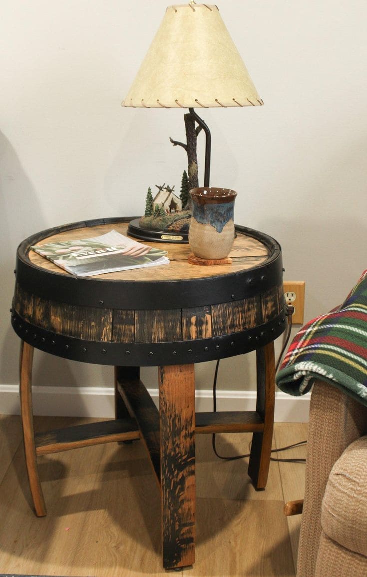 Rustic Barrel-Style Coffee Table Charm