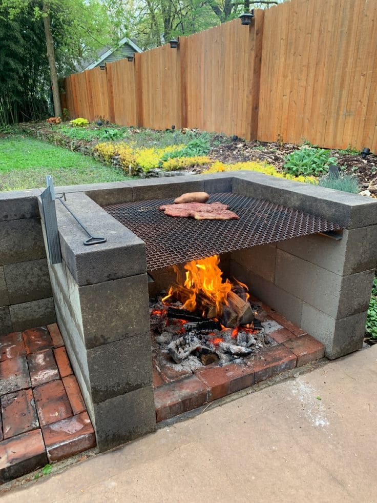 Rustic Brick Barbecue with Open Flame