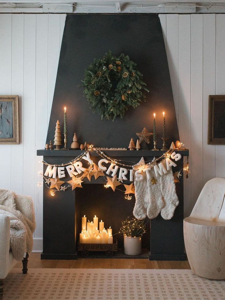 Rustic Charm Christmas Mantel Decor