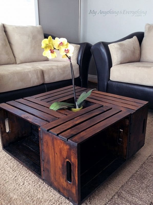 Rustic Charm with Crate Coffee Table