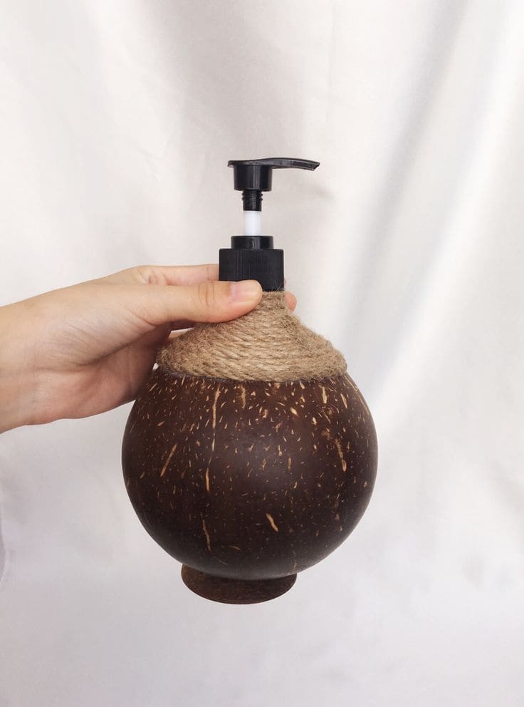 Rustic Coconut Shell Soap Dispenser