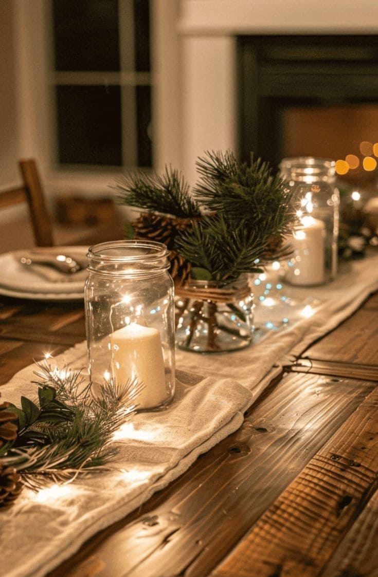 Rustic Mason Jar Candle Centerpiece