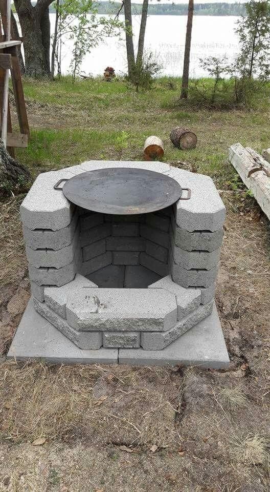 Rustic Outdoor Brick Firepit Grill