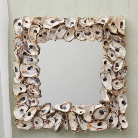 Rustic Oyster Shell Mirror Frame Design