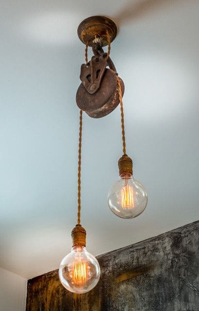 Rustic Rope Pulley Light Design