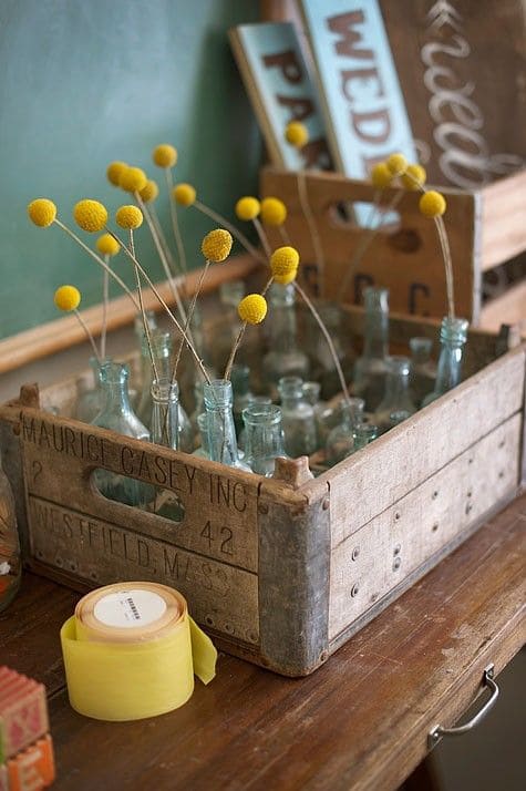 Rustic Vintage Wooden Crate Vase Display