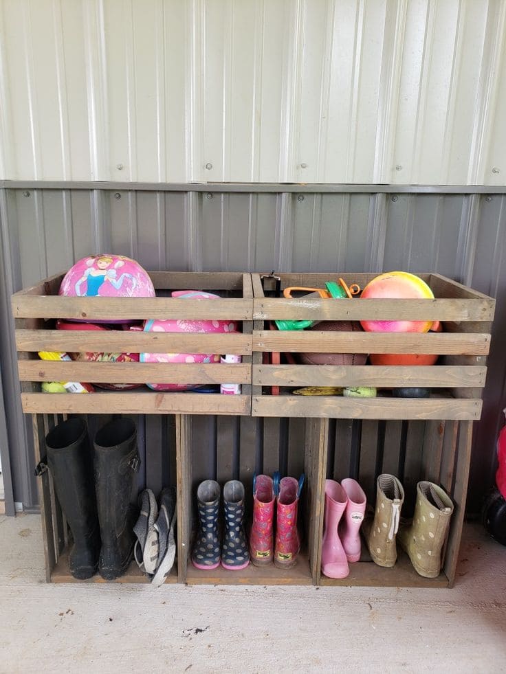 Rustic Wooden Crate Storage Solution