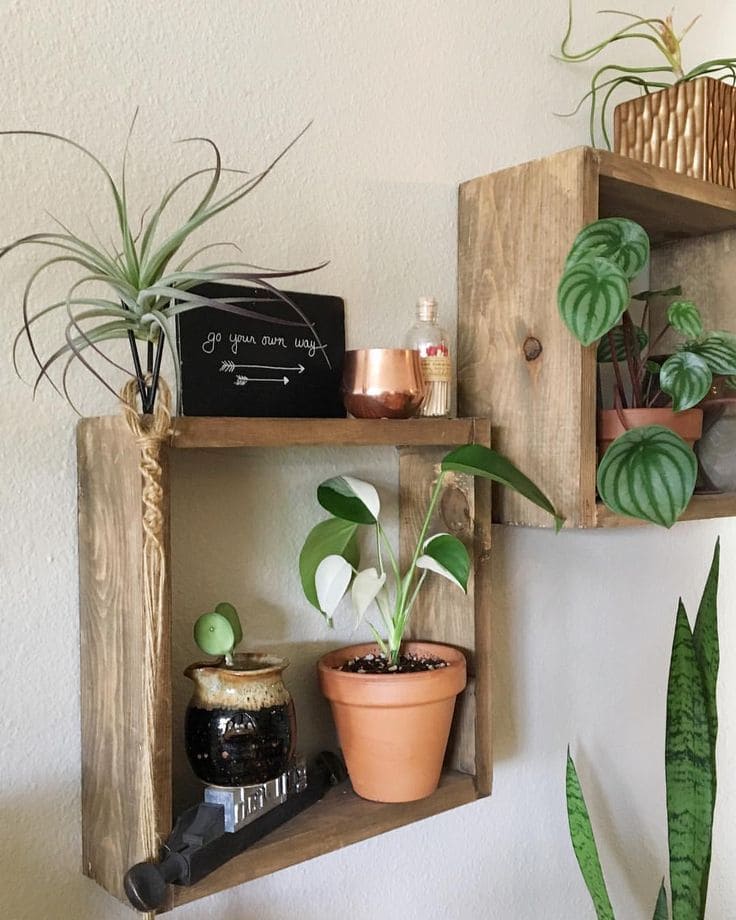 Rustic Wooden Cube Wall Shelves