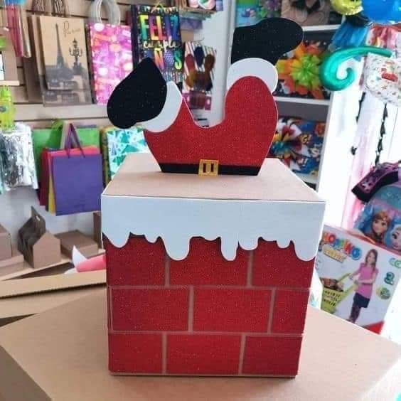 Santas Playful Chimney Cardboard Box