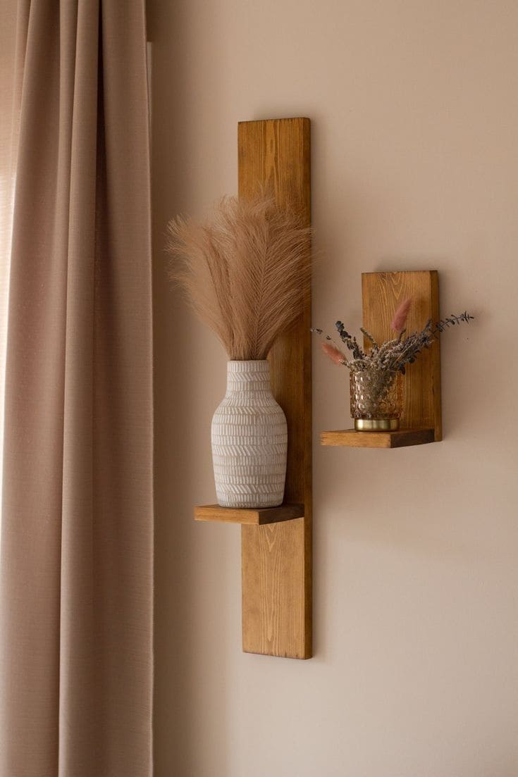 Simple Rustic Wooden Wall Shelves