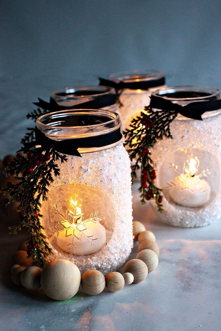 Snowy Lantern Christmas Centerpiece