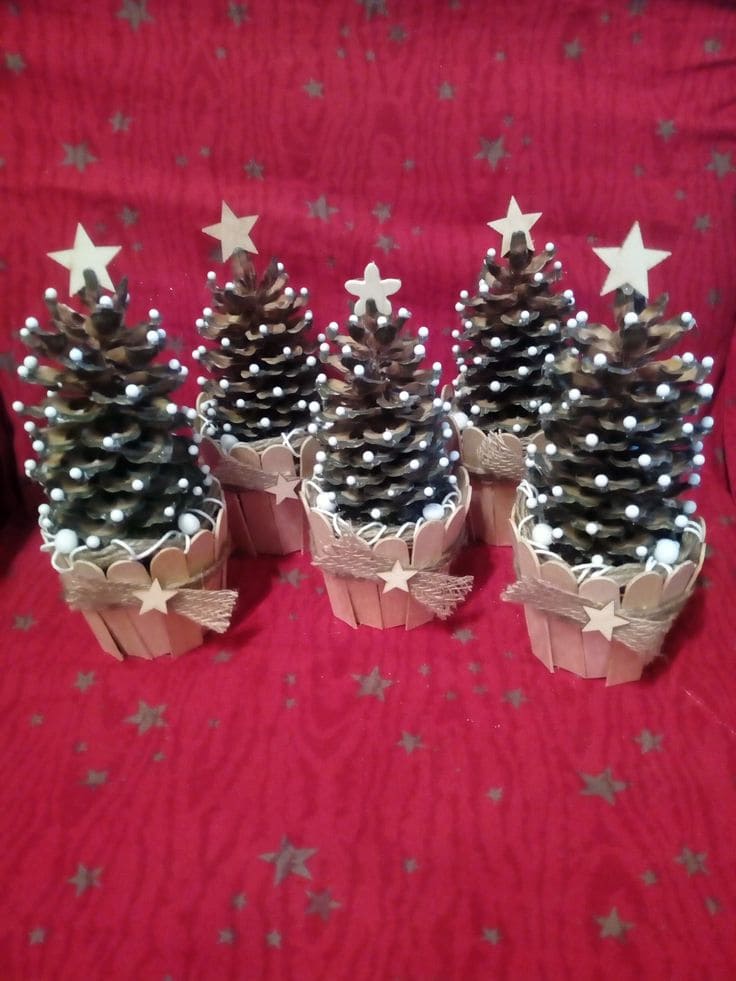 Sparkling Pinecone Christmas Tree Ornaments