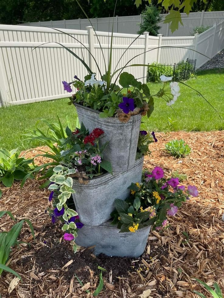 Stacked Tin Planter