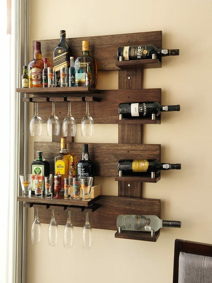 Stylish Wall-Mounted Bar Shelf Idea