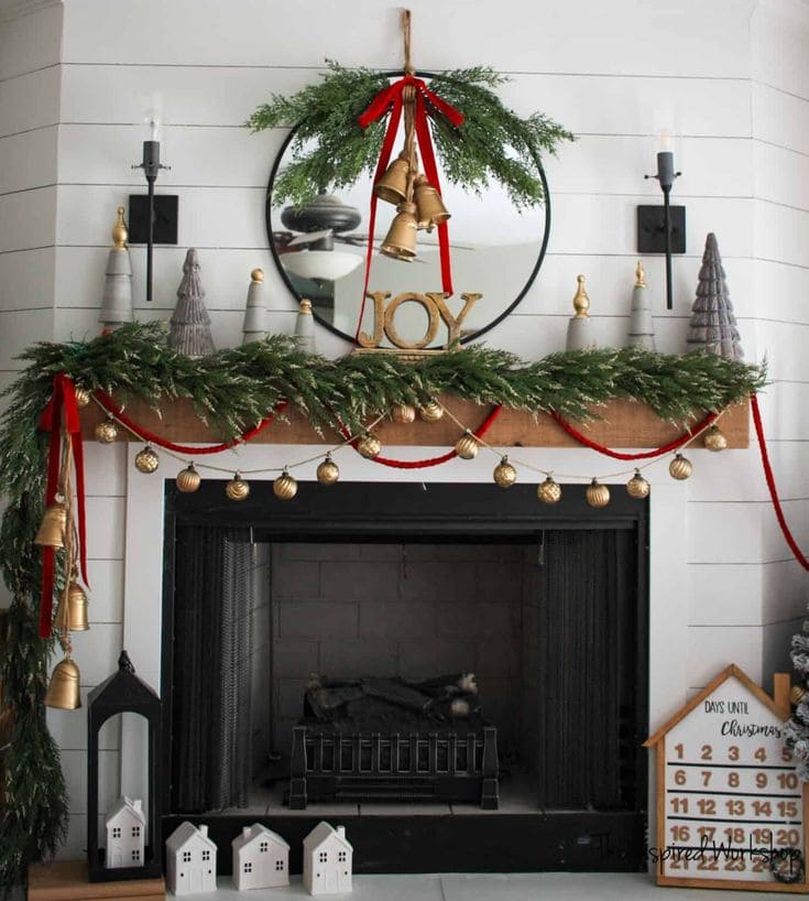 Timeless Christmas Mantel with Golden Accents