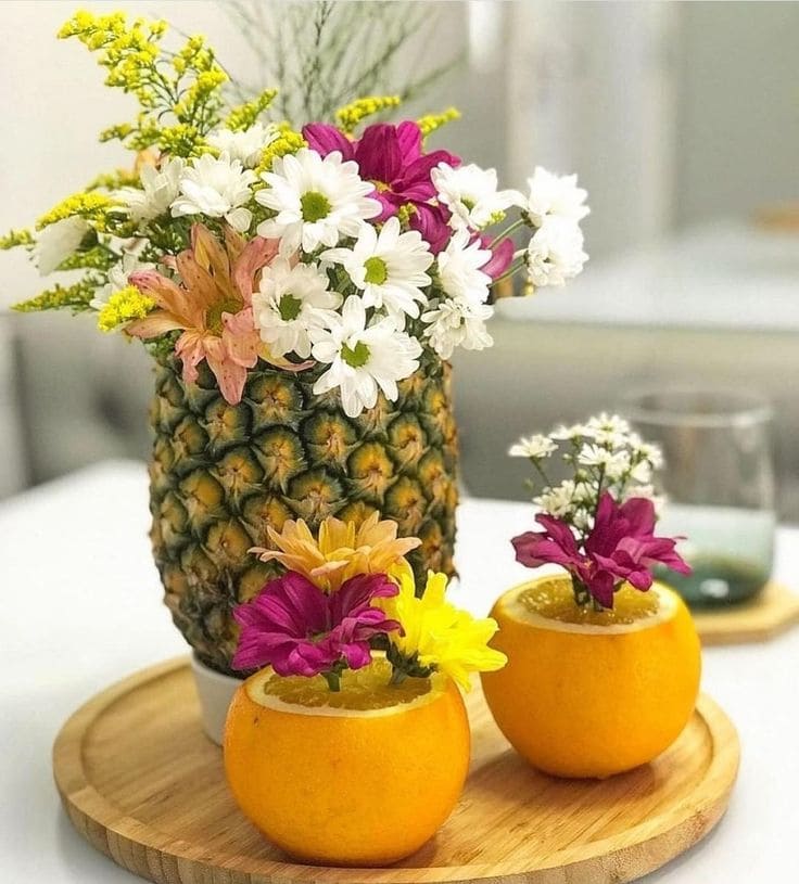 Tropical Fruit-Inspired Floral Vases