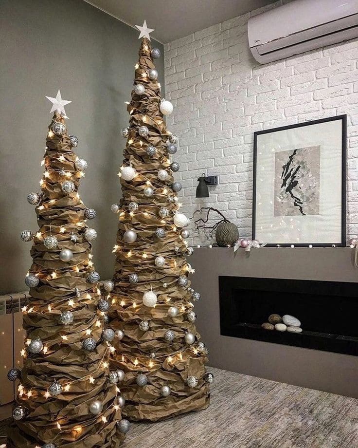 Two Charming Rustic Cardboard Trees