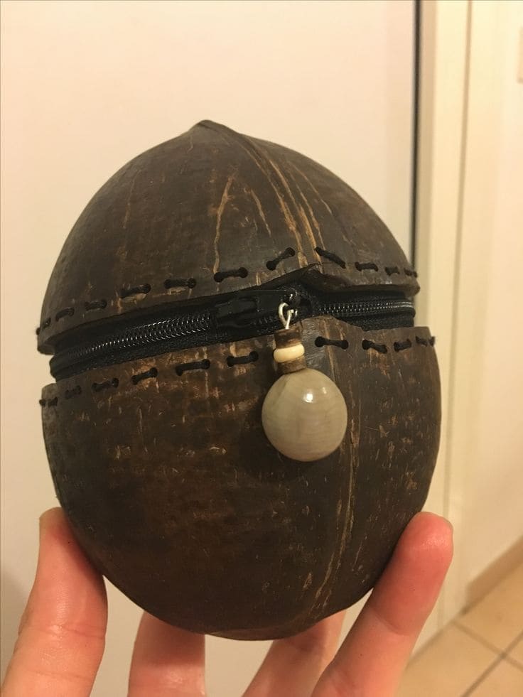 Unique Coconut Shell Zipper Pouch Design