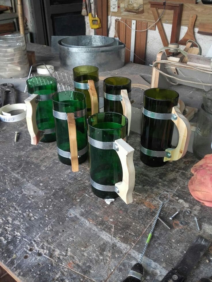 Upcycled Bottle Beer Mugs