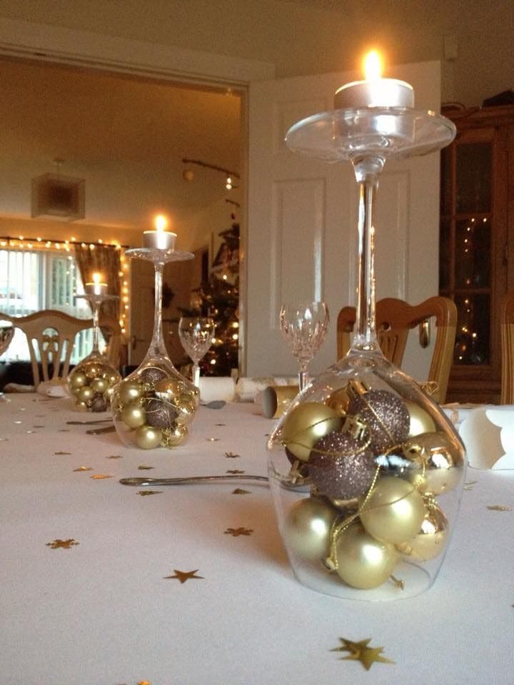 Upside-Down New Year Candle Centerpieces