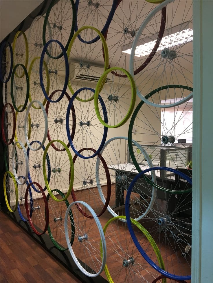 Vibrant Bicycle Wheel Room Divider