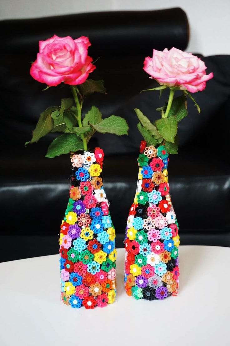 Vibrant Mosaic Bottle Flower Vases